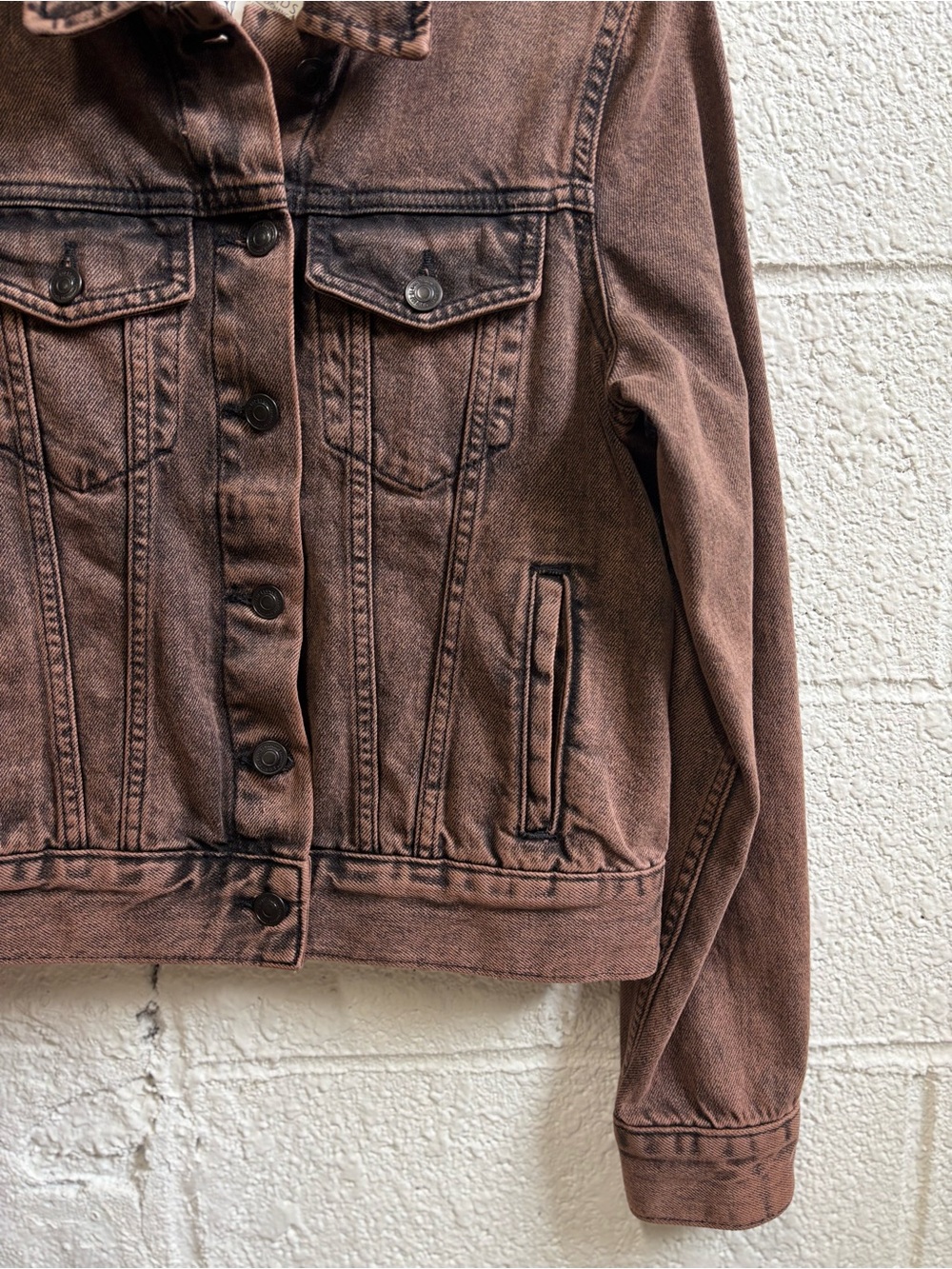 All Saints Hay Denim Jacket in Acid Brown - Picture 3 of 9